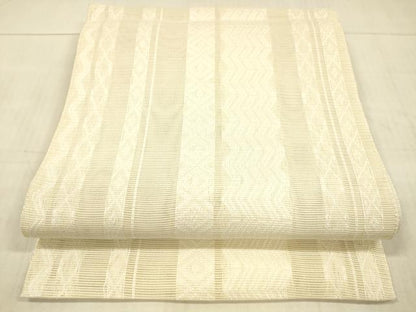 平和屋着物＊夏物 八寸名古屋帯 菱間道 薄卵色 正絹 逸品 DAAW4209cm