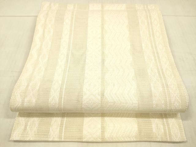 平和屋着物＊夏物 八寸名古屋帯 菱間道 薄卵色 正絹 逸品 DAAW4209cm