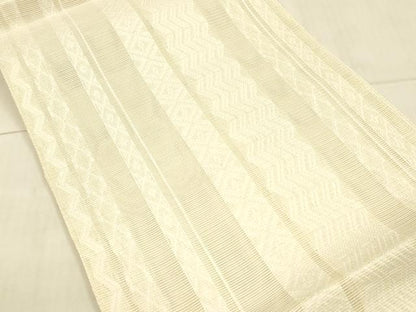平和屋着物＊夏物 八寸名古屋帯 菱間道 薄卵色 正絹 逸品 DAAW4209cm