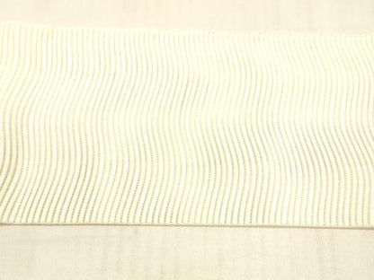 平和屋着物＊夏物 絽綴れ 八寸名古屋帯 よろけ縞 薄卵色 正絹 逸品 DAAW4210cm