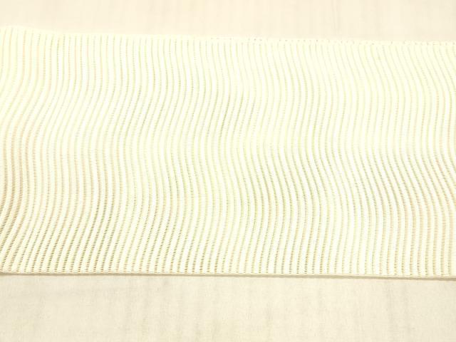 平和屋着物＊夏物 絽綴れ 八寸名古屋帯 よろけ縞 薄卵色 正絹 逸品 DAAW4210cm