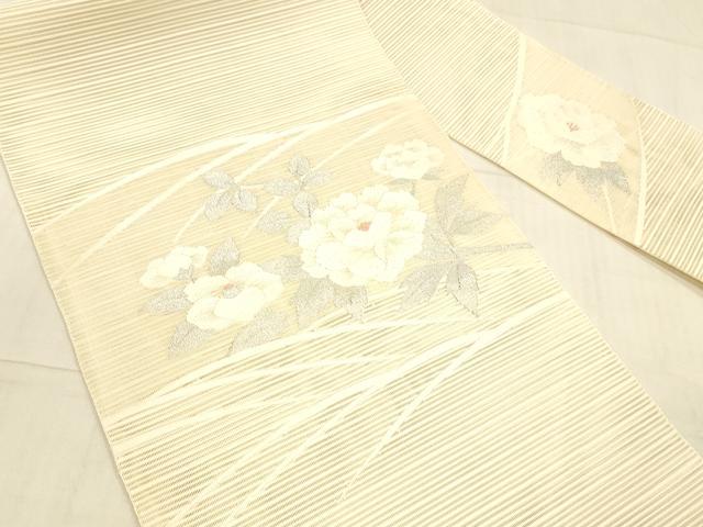 平和屋着物＊夏物 絽綴れ 八寸名古屋帯 枝花文 銀糸 逸品 DAAW4211cm