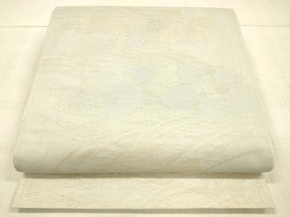 平和屋着物＊夏物 六通柄袋帯 流水花文ん 金銀糸 正絹 逸品 DAAW4212cm