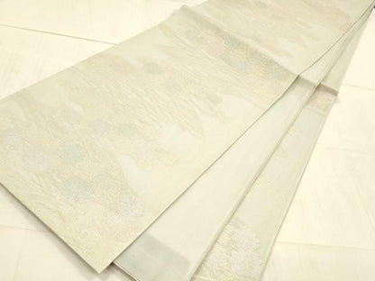 平和屋着物＊夏物 六通柄袋帯 流水花文ん 金銀糸 正絹 逸品 DAAW4212cm