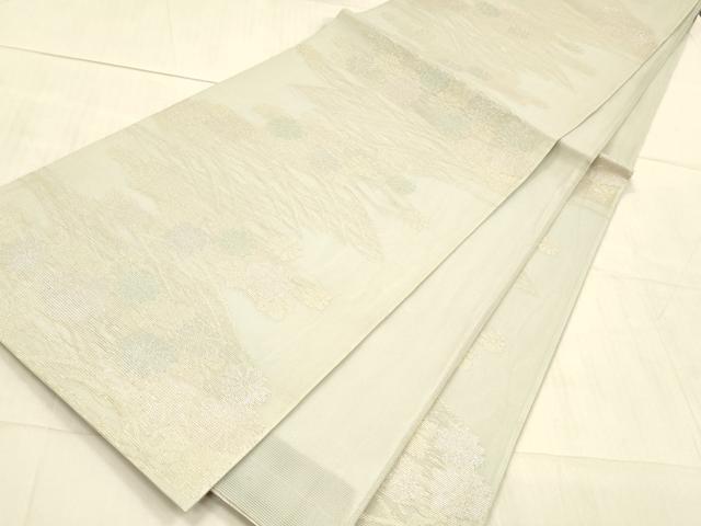 平和屋着物＊夏物 六通柄袋帯 流水花文ん 金銀糸 正絹 逸品 DAAW4212cm