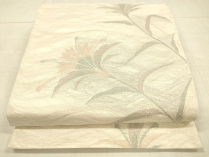 平和屋着物＊夏物 六通柄袋帯 草花文 金糸 正絹 逸品 DAAW4214cm