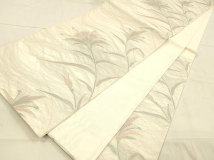 平和屋着物＊夏物 六通柄袋帯 草花文 金糸 正絹 逸品 DAAW4214cm