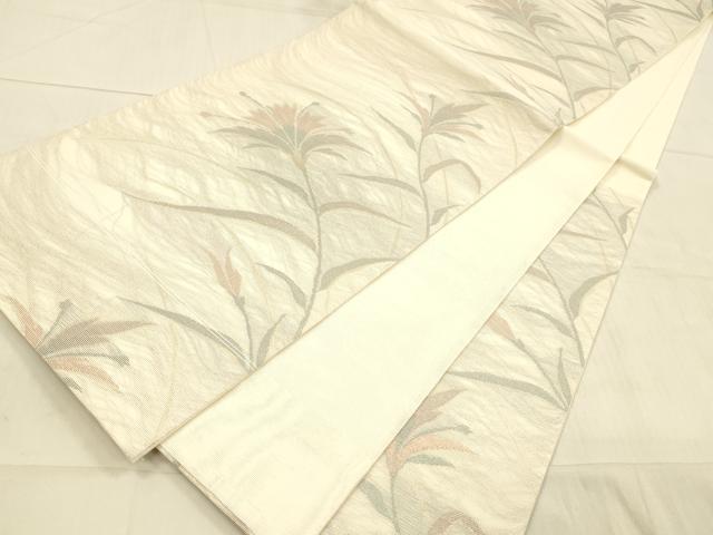 平和屋着物＊夏物 六通柄袋帯 草花文 金糸 正絹 逸品 DAAW4214cm