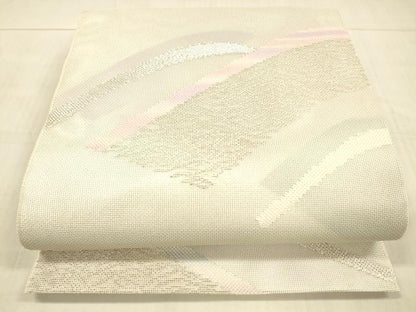平和屋着物＊夏物 六通柄袋帯 抽象文様 銀糸 正絹 逸品 DAAW4215cm