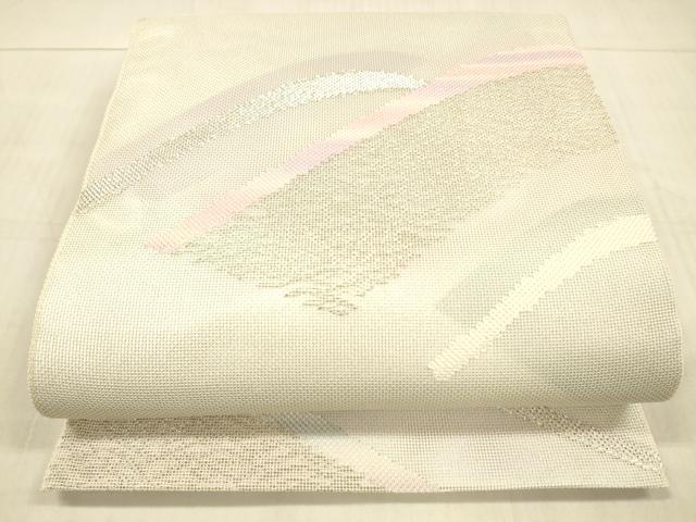 平和屋着物＊夏物 六通柄袋帯 抽象文様 銀糸 正絹 逸品 DAAW4215cm