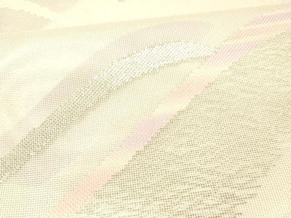 平和屋着物＊夏物 六通柄袋帯 抽象文様 銀糸 正絹 逸品 DAAW4215cm