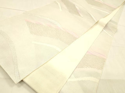 平和屋着物＊夏物 六通柄袋帯 抽象文様 銀糸 正絹 逸品 DAAW4215cm