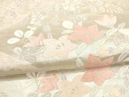平和屋着物＊夏物 六通柄袋帯 唐織 草花文 銀糸 正絹 逸品 DAAW4217cm
