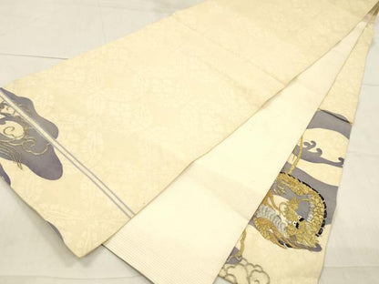 平和屋着物＊夏物 アンティーク 大正ロマン 太鼓柄袋帯 駒刺繍 霞龍文 金銀糸 正絹 逸品 DAAW4221cm