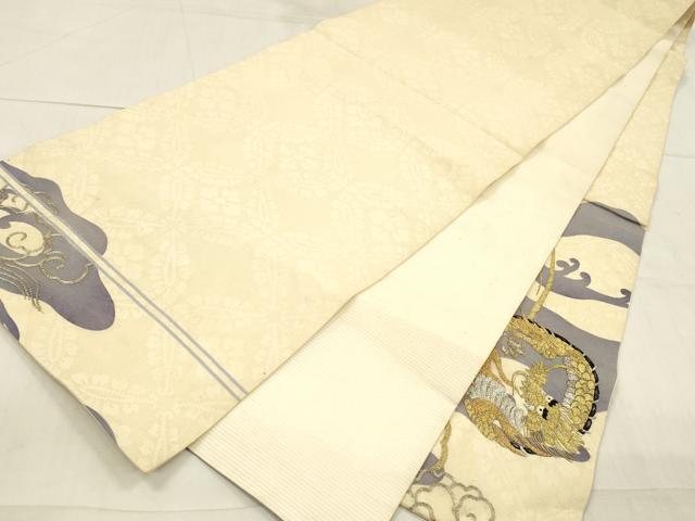 平和屋着物＊夏物 アンティーク 大正ロマン 太鼓柄袋帯 駒刺繍 霞龍文 金銀糸 正絹 逸品 DAAW4221cm