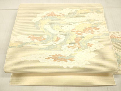 平和屋着物＊夏物 絽綴れ 八寸名古屋帯 流水文 正絹 逸品 DAAW4223cm