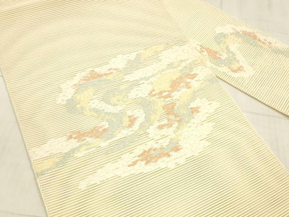 平和屋着物＊夏物 絽綴れ 八寸名古屋帯 流水文 正絹 逸品 DAAW4223cm