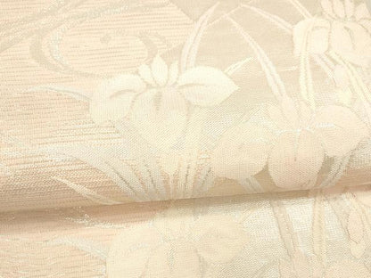 平和屋着物＊夏物 六通柄袋帯 流水草花文 銀糸 正絹 逸品 DAAW4225cm