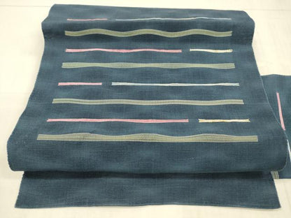 平和屋着物＊夏物 八寸名古屋帯 横段文 正絹 逸品 DAAW4229cm