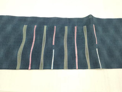平和屋着物＊夏物 八寸名古屋帯 横段文 正絹 逸品 DAAW4229cm
