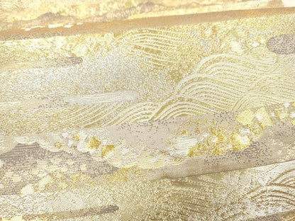 平和屋着物＊夏物 六通柄袋帯 雲かすみ 金銀糸 正絹 逸品 DAAW4232cm