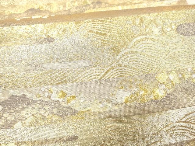 平和屋着物＊夏物 六通柄袋帯 雲かすみ 金銀糸 正絹 逸品 DAAW4232cm