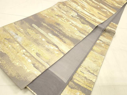 平和屋着物＊夏物 六通柄袋帯 雲かすみ 金銀糸 正絹 逸品 DAAW4232cm