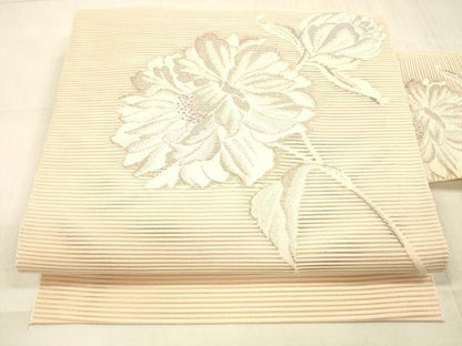 平和屋着物＊夏物 絽綴れ 八寸名古屋帯 枝花文 銀糸 正絹 逸品 DAAW4235cm