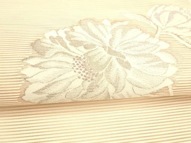 平和屋着物＊夏物 絽綴れ 八寸名古屋帯 枝花文 銀糸 正絹 逸品 DAAW4235cm