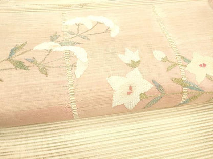 平和屋着物＊夏物 絽綴れ 八寸名古屋帯 草花文 金銀糸 正絹 逸品 DAAW4236cm