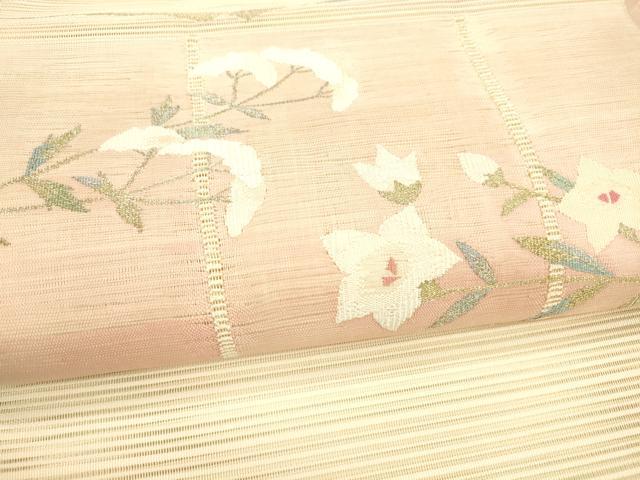 平和屋着物＊夏物 絽綴れ 八寸名古屋帯 草花文 金銀糸 正絹 逸品 DAAW4236cm