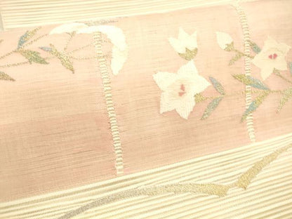 平和屋着物＊夏物 絽綴れ 八寸名古屋帯 草花文 金銀糸 正絹 逸品 DAAW4236cm