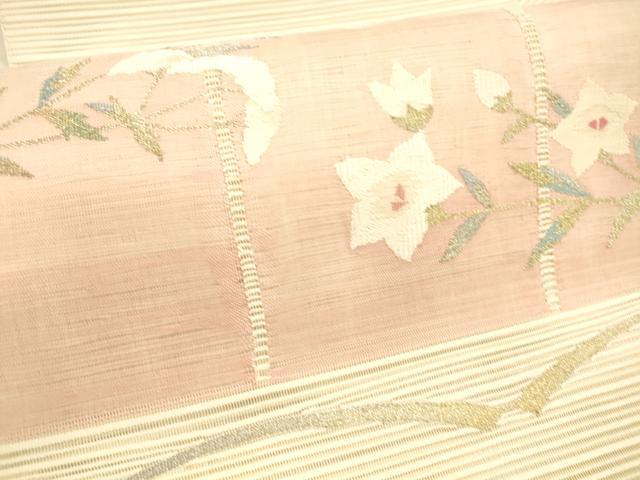 平和屋着物＊夏物 絽綴れ 八寸名古屋帯 草花文 金銀糸 正絹 逸品 DAAW4236cm