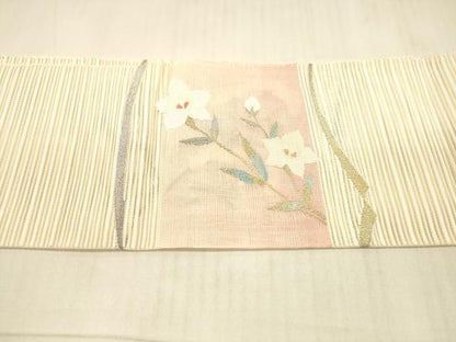 平和屋着物＊夏物 絽綴れ 八寸名古屋帯 草花文 金銀糸 正絹 逸品 DAAW4236cm