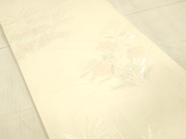 平和屋着物＊夏物 六通柄袋帯 草花文 銀糸 正絹 逸品 DAAW4238cm