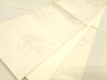 平和屋着物＊夏物 六通柄袋帯 草花文 銀糸 正絹 逸品 DAAW4238cm