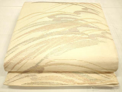 平和屋着物＊夏物 六通柄袋帯 流水草葉文 金糸 正絹 逸品 DAAW4243cm