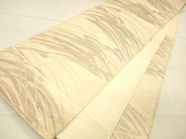 平和屋着物＊夏物 六通柄袋帯 流水草葉文 金糸 正絹 逸品 DAAW4243cm