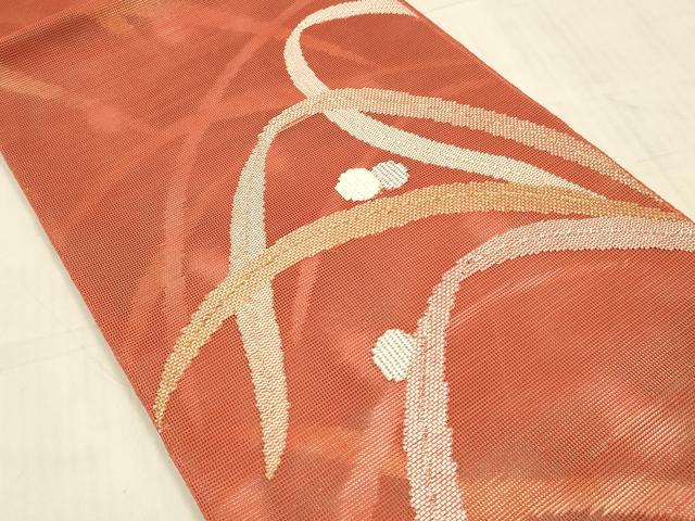 平和屋着物＊夏物 太鼓柄袋帯 露草文 金銀糸 正絹 逸品 DAAW4244cm