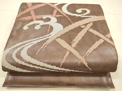 平和屋着物＊夏物 太鼓柄袋帯 流水籬文 金糸 正絹 逸品 DAAW4248cm