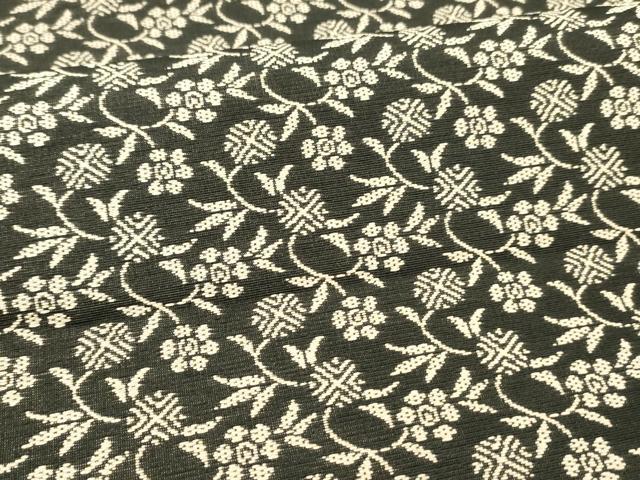 平和屋着物●全通柄袋帯　名物裂　草花文　黒地　三越扱い　正絹　逸品　DAAW4262cm