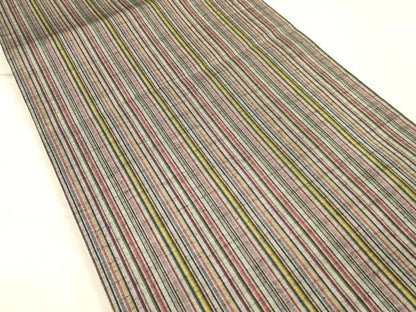 平和屋着物●両方向　両面　全通柄袋帯　紬地　霞文　正絹　逸品　DAAW4270cm