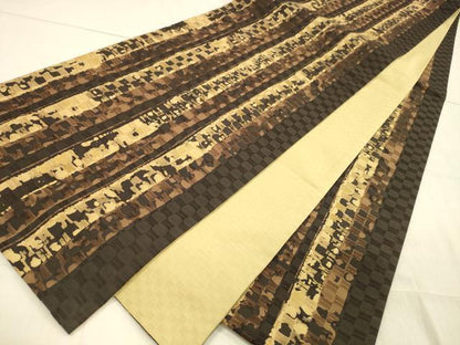 平和屋着物●全通柄袋帯　抽象文様　正絹　逸品　DAAW4324cm