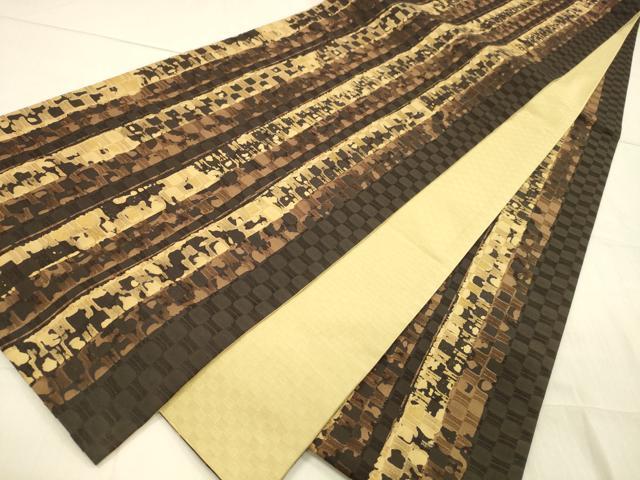 平和屋着物●全通柄袋帯　抽象文様　正絹　逸品　DAAW4324cm