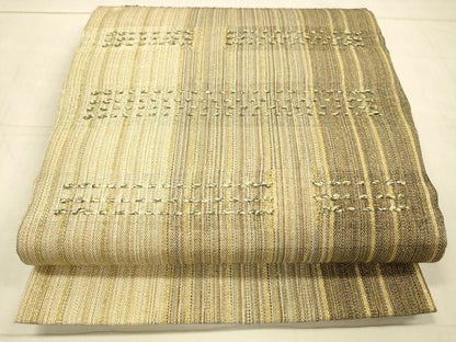 平和屋着物▽太鼓柄袋帯 スリーシーズン 春夏秋 間道 金通し時 正絹 逸品 DAAW4336cm