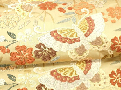平和屋着物●六通柄袋帯　唐織　花蝶文　金糸　正絹　逸品　DAAW4339cm