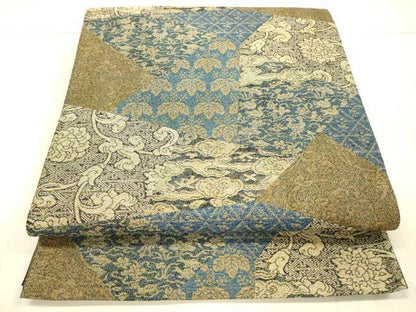平和屋着物●全通柄袋帯　花唐草文　さが美扱い　正絹　逸品　DAAW4345cm
