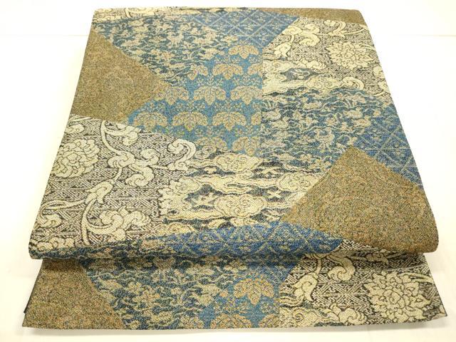 平和屋着物●全通柄袋帯　花唐草文　さが美扱い　正絹　逸品　DAAW4345cm