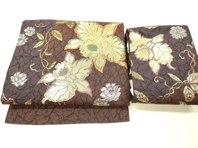 平和屋着物●つけ帯 蔦保は花文 金銀糸 正絹 逸品 DAAW4349cm