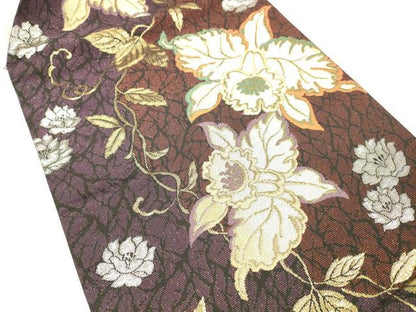 平和屋着物●つけ帯 蔦保は花文 金銀糸 正絹 逸品 DAAW4349cm